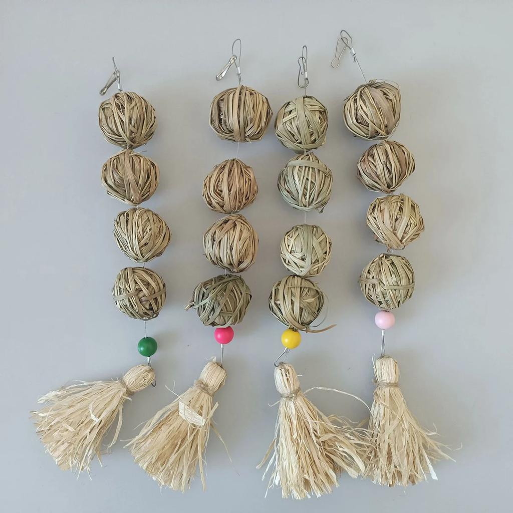 1pc - Natural Woven Grass Ball Toy For Pets - Ideal For Rabbits,Small Animals - Durable Chew And Play Accessory