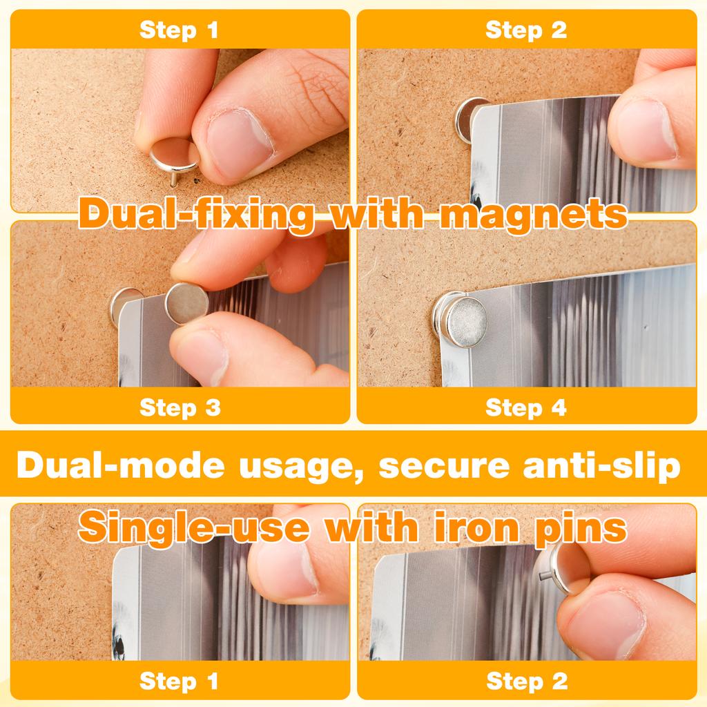 60 Sets Magnetic Push Pins Reusable Magnet Thumb Tacks Sturdy Magnetic Poster Hanger for Cork Board KT Board Magnetic Pins