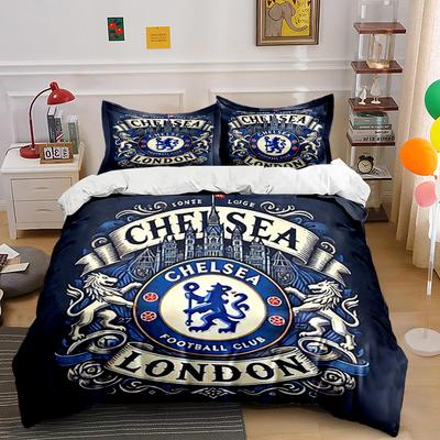 Chelsea Football Club Bedding Set Bedding Duvet Cover Set Duvet Cover Pillowcases Home Decor (1 * Duvet Cover 2 * Pillowcases, Without Duvet Insert)