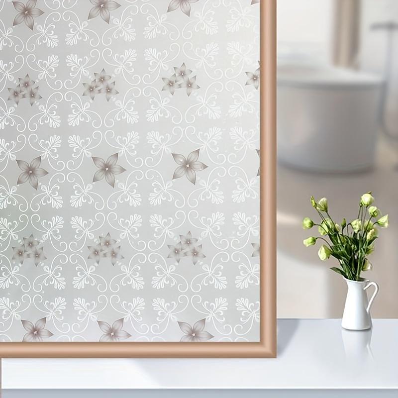 

1 рулон 60 см шириной полоса клейкая серая деревенская виноградная лоза узор пленка конфиденциальности терморегулирующая защита от ультрафиолета, режущиеся наклейки на окна ванной комнаты 5m