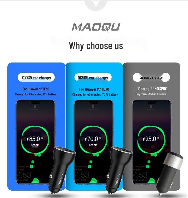 Crucial 65W/40W Car Charger for Huawei & OPPO VOOC Flash Charge