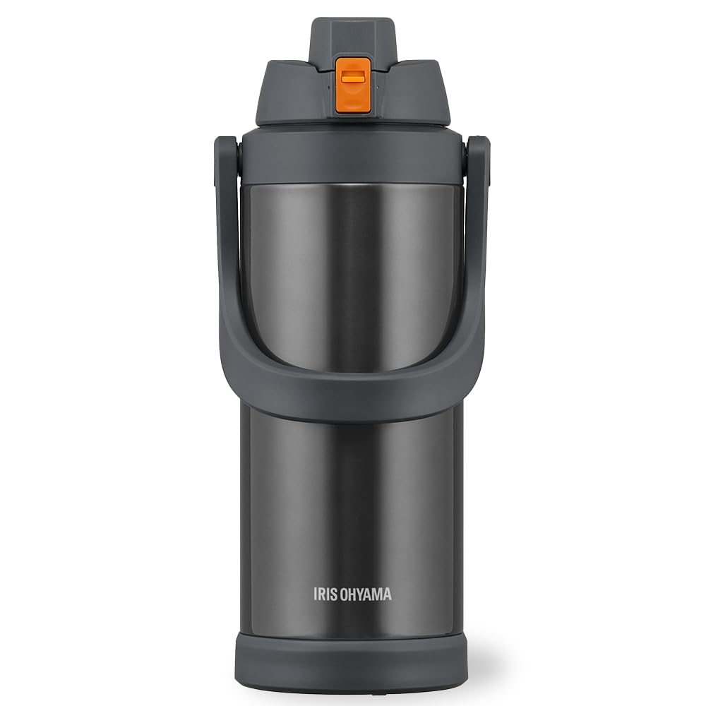 Iris Ohyama Sports Jug 3L, Suitable for Sports Drinks, Keeps Drinks Hot or Cold, One-Touch Opening, Vacuum Insulated, Stainless Steel Portable Bottle,