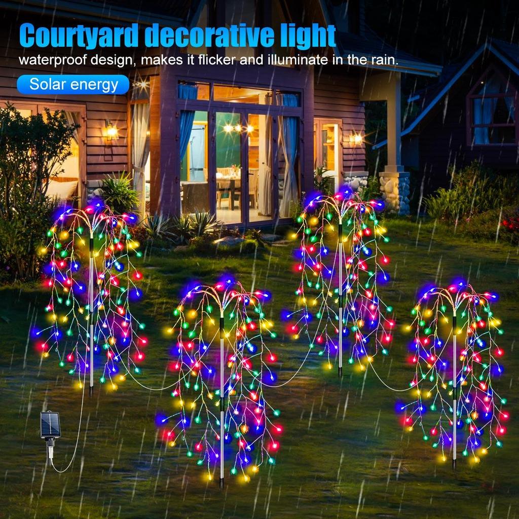 420/680LED Solar firecracker lights led copper wire fireworks lights string Christmas holiday ambient lights garden lawn lights