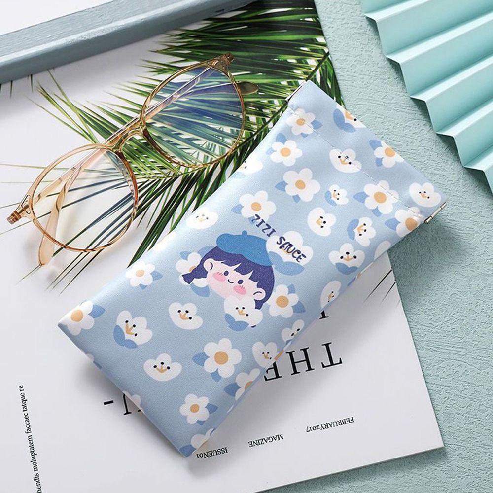 Small Storage Bag Cartoon Girl Cosmetic Bag Sunglasses Bag PU Leather Glasses Case Women Spring Bag
