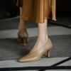 New Spring Genuine Leather Women Shoes Fashion Shallow Pumps Pointed Toe Slip -On Thin Heel Shoes Women High Heels