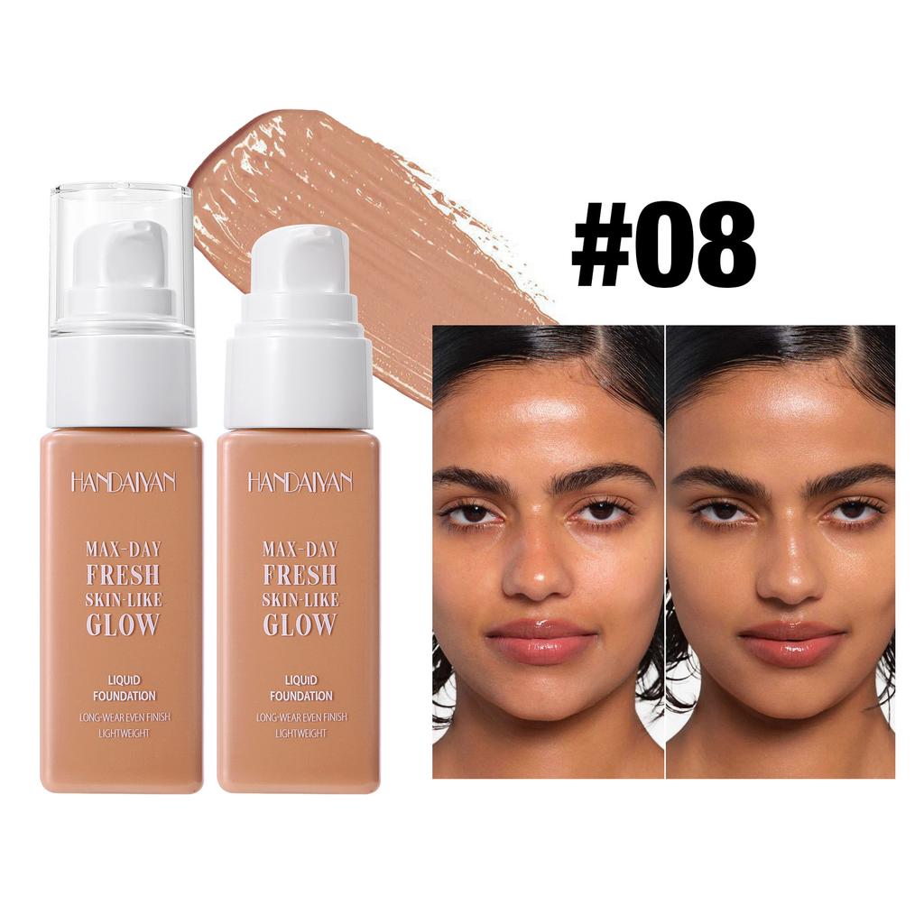 8 Shade Liquid Foundation with Long Lasting Oil Control Concealing Hydrating Lightweight Fine Texture and Non Cakey 1PCS