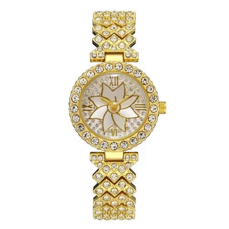 UTHAI CQ399 Fashionable Women Watchrhinestone Flower Quartz Watchlight Luxury Clock Giftwatches for Woman