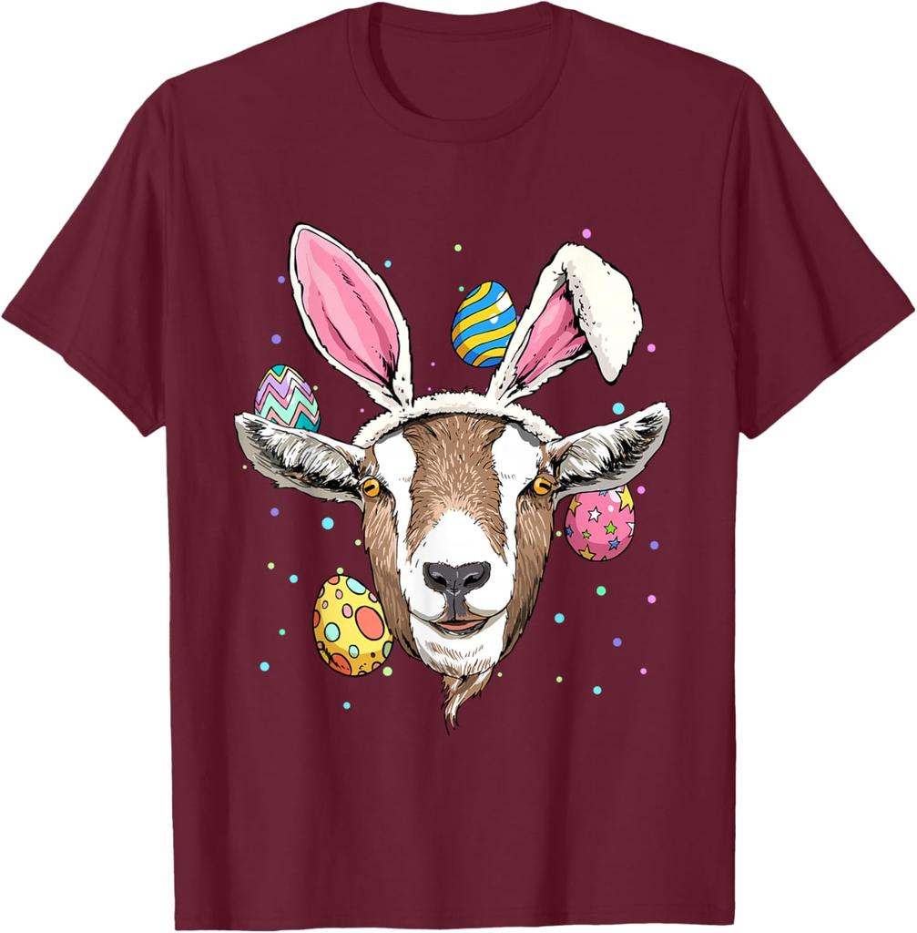 Easter Bunny Goat Graphic Tee Funny Farm Animal Lover Spring Holiday T-Shirt
