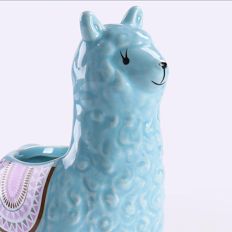 Cute Alpaca Flower Pot Succulent Pot Ceramic Planter Home Decor Indoor Decoration Desktop Ornaments Bonsai Plant Pot