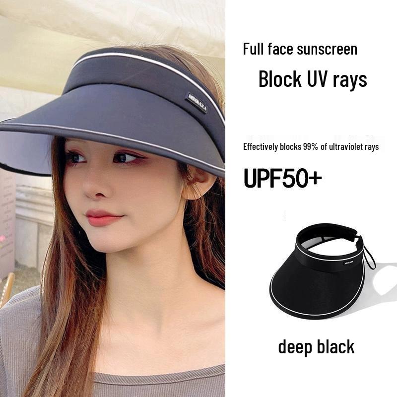 Women's UV Protection Summer Sun Hat, Open-Top with Large Brim, Foldable and Sunshade Design with Face Shield