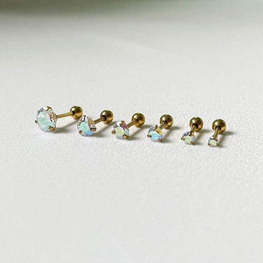 6 Pieces Gemstone Earrings Set - Natural Stone Piercing Women's Accessories