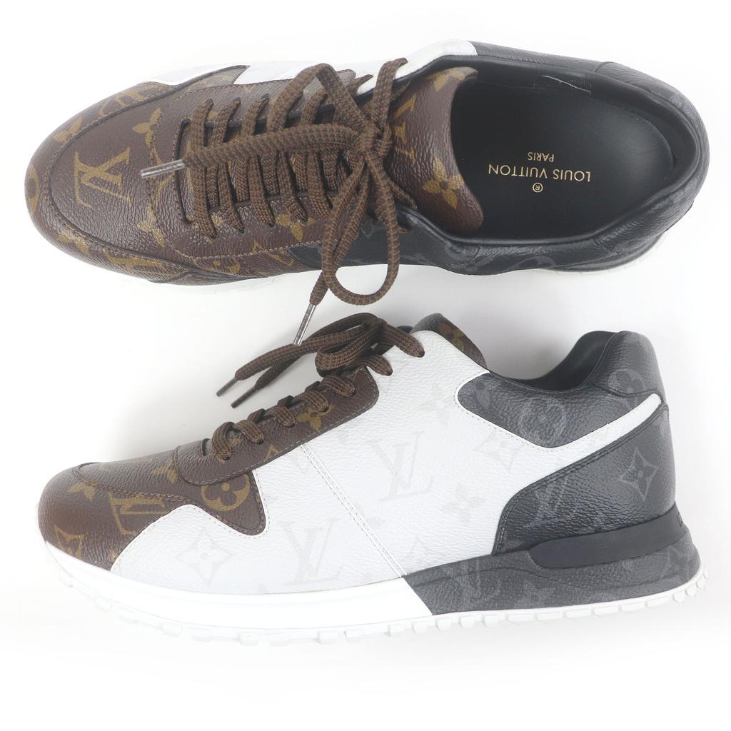 Ausgezeichnete LOUIS VUITTON Low-Cut-Sneaker LV Runaway Linie Weiß braun schwarz Leder Herren 7 Gebraucht