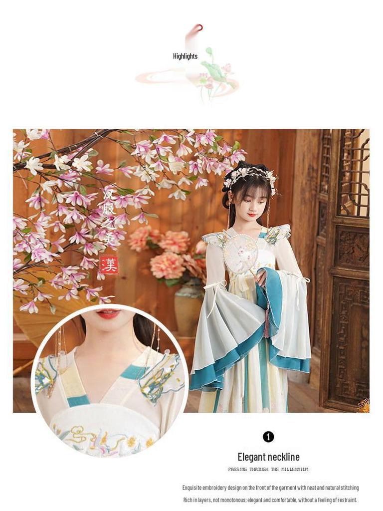 Spring 2025 New Ancient Style Girls' Hanfu Tang Suit Dress