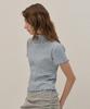 Kamino Striped Half-Neck Shirred Knit Blue