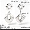Exaggerated Irregular Drop Earrings Women Stainless Steel Wrinkle Square Hollow Dangle Earrings Personality Trendy Punk Jewelry