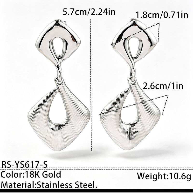 Exaggerated Irregular Drop Earrings Women Stainless Steel Wrinkle Square Hollow Dangle Earrings Personality Trendy Punk Jewelry