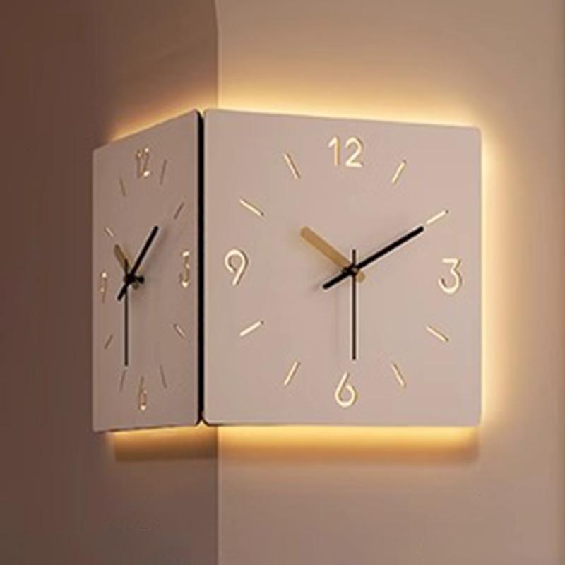 Modern Double-sided Corner Wall Clocks Luxury Clock Watch Creative Living Room Design Clocks Minimalist Watches Home Furniture