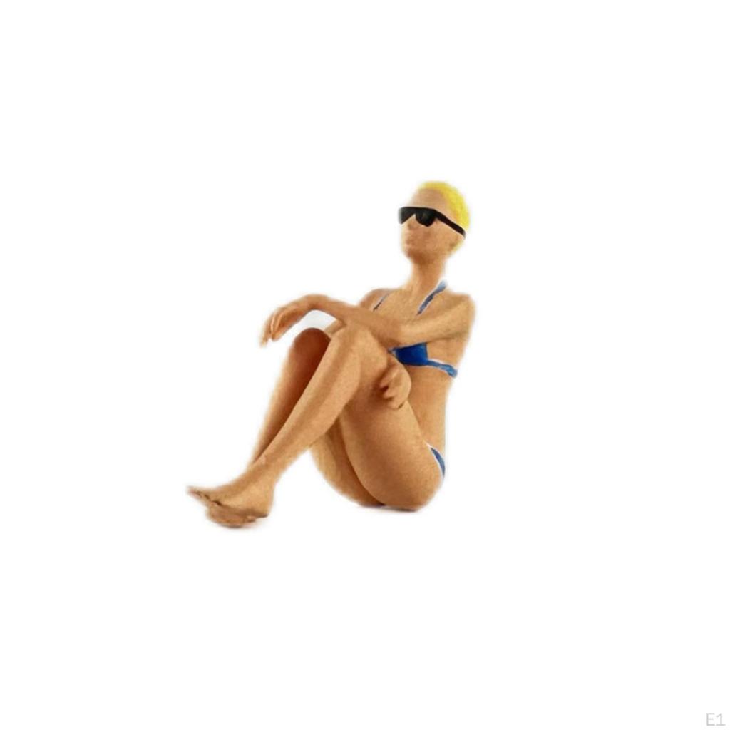 1/64 Diorama Figure Miniature Beach Surfing Scene Handpainted Lounge Chair Model for Fariy Garden