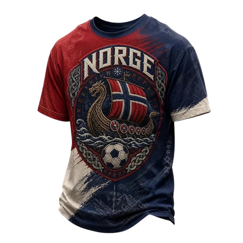Herren Freizeit T-Shirt mit Print, Kurzarm, Leicht, Atmungsaktiv, Rundhals, Für den Alltag