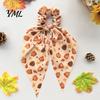 Autumn Theme Hair Ties for Gifts Fall Pumpkin Maple Leaf Tie Women, Bow Knot Ribbon Ponytail Cute Scrunchies Holiday Parties Holder, Soft Fabric
