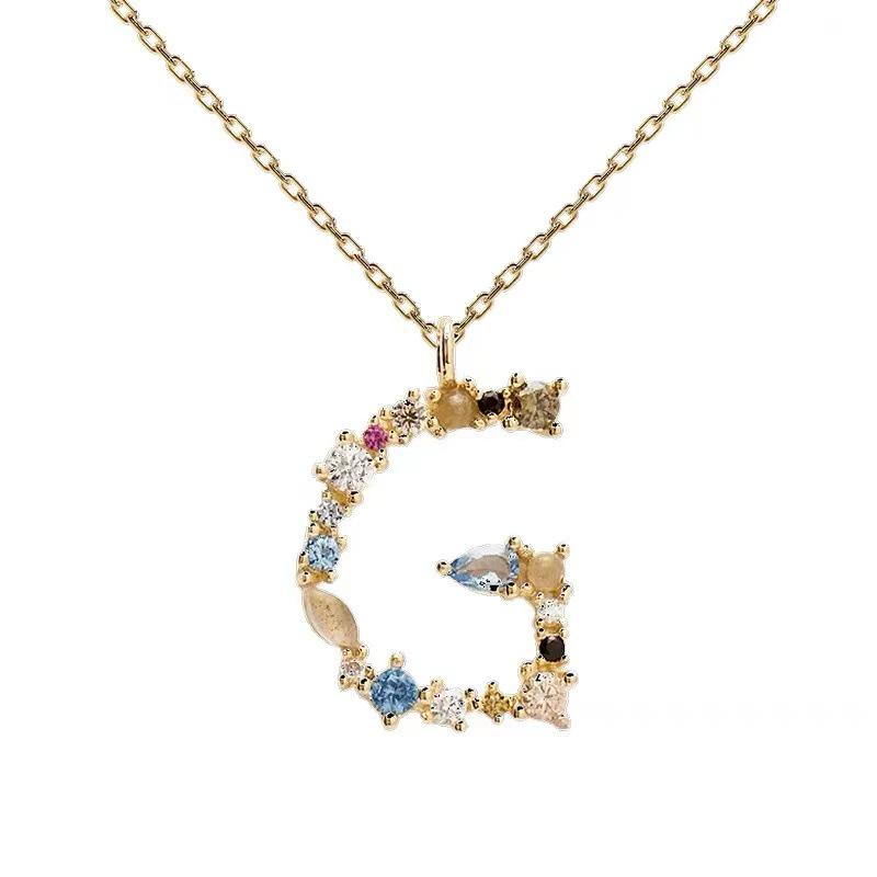 Colorful Zircon Alphabet Necklace: Women's European & American Design
