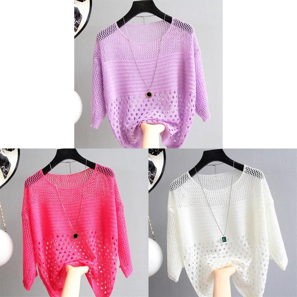 Summer Knit Sweater With Hollow Out Design For Casual Womens Wear