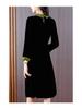 Elegant Mulberry Silk Velvet Dress: Plus Size, Flaw-Concealing, Anti-Aging, for Middle-Aged Mothers – Autumn/Winter