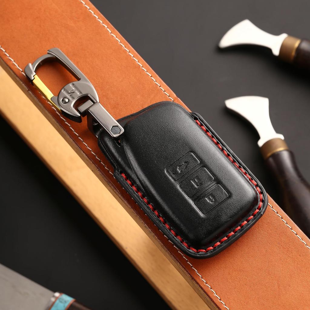 Lexus LBX NX RX Key Case Genuine Leather RC RCF ES LS IS CT LX UX GS GSF Key Cover LEXUS Smart Key Case [smasol] (3D Luxury, Black)