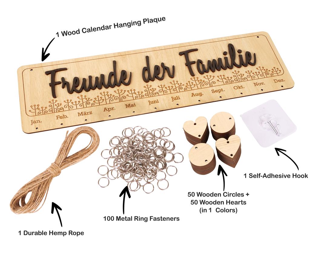 Inkdotpot Perpetual Wall Calendar Wooden, Dates To  Wall Hanging Birthday Calendar- Decorative Birthday Tracker Plaque