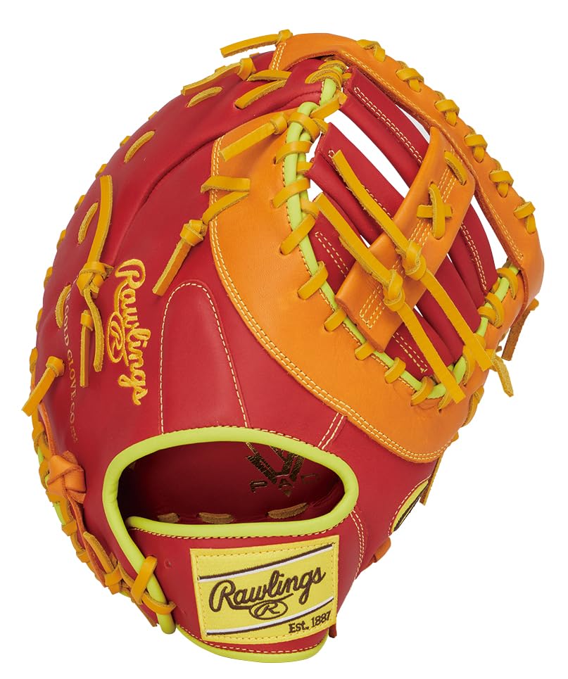 Rawlings HYPER TECH COLOR SYNC Baseball First Throw Glove, Soft, GR5FHTCM53, Base, Scarlet/Orange, 11.75 inches, Right-Handed