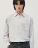 WORK ON BODY OFF Oversized Cotton Oxford Striped Shirt [Gray]