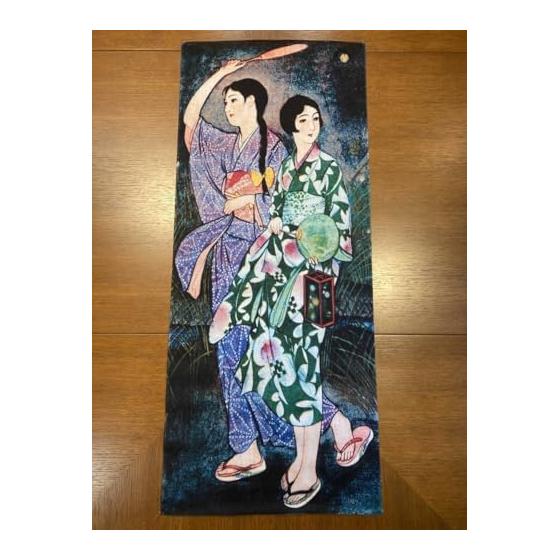 Ukiyo-e Tenugui by Shigeru Sudo - Firefly Catching - 100% Cotton - Premium Japanese Tenugui Fabric (Tokuoka) - Reactive Dyeing (Nassen Print)