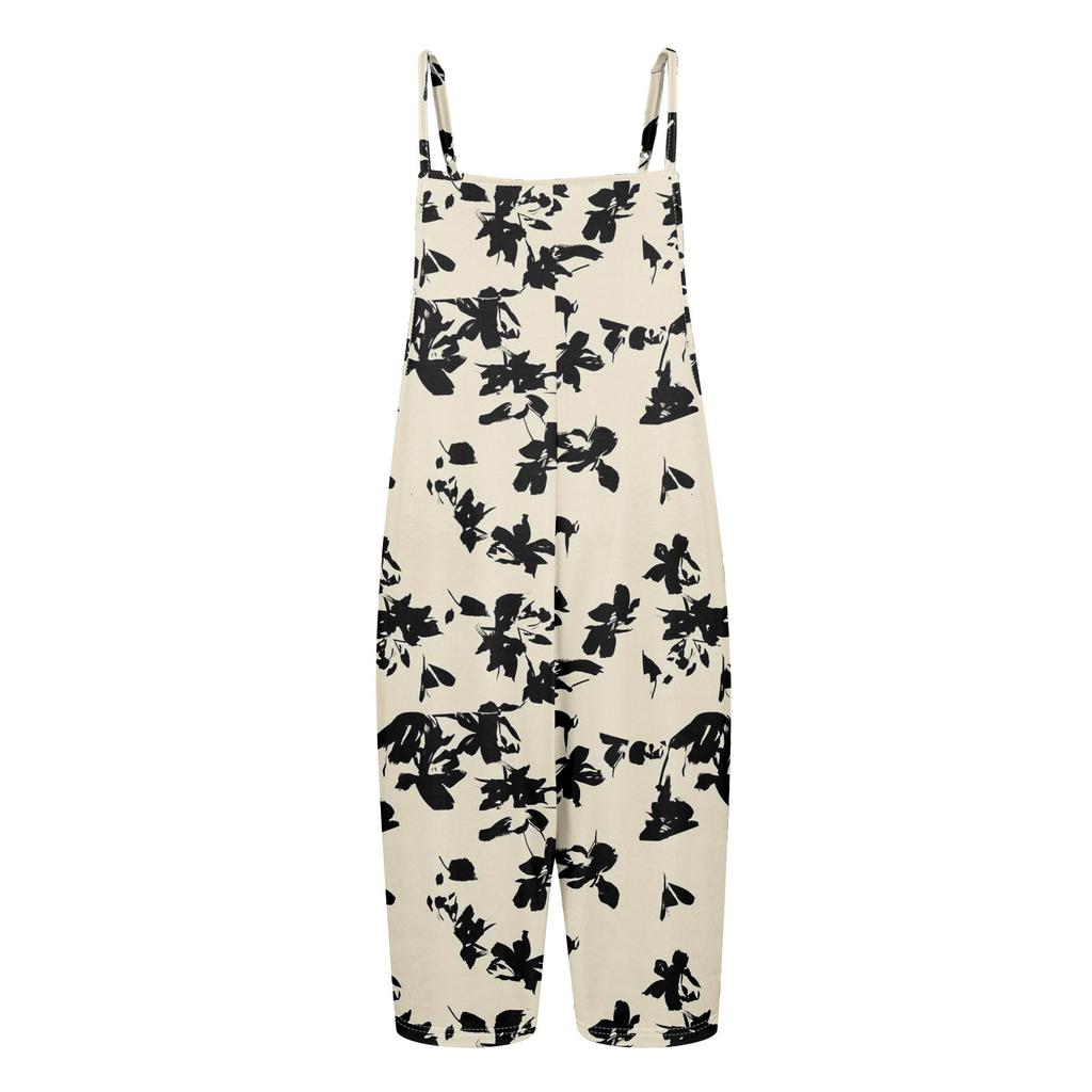 Rompers For Women Summer Casual Sleeveless Overall Comfy Loose Spaghetti Strap Romper Fashion Jumpsuit With Pockets