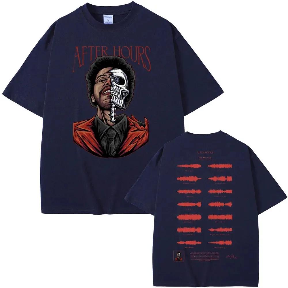 Rapper The Weeknd After Hours Graphic Tshirt Skeleton Streetwear Men Women Hip Hop Oversized T-shirts Men's Fashion Vintage Tees