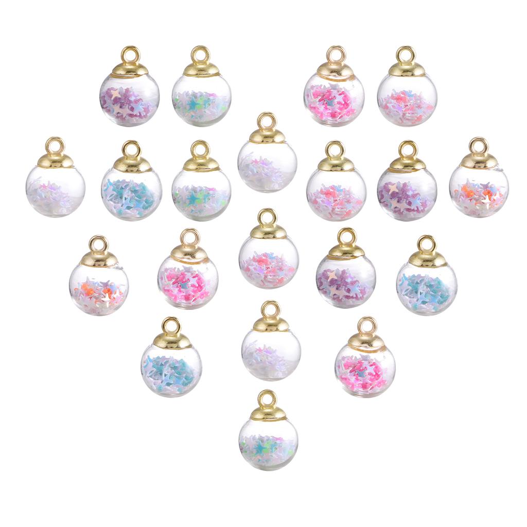 40pcs/pack Transparent Glass Ball Pendant DIY Handmade Jewelry Accessories Mixed Color Artificial Diamond Glass Ball