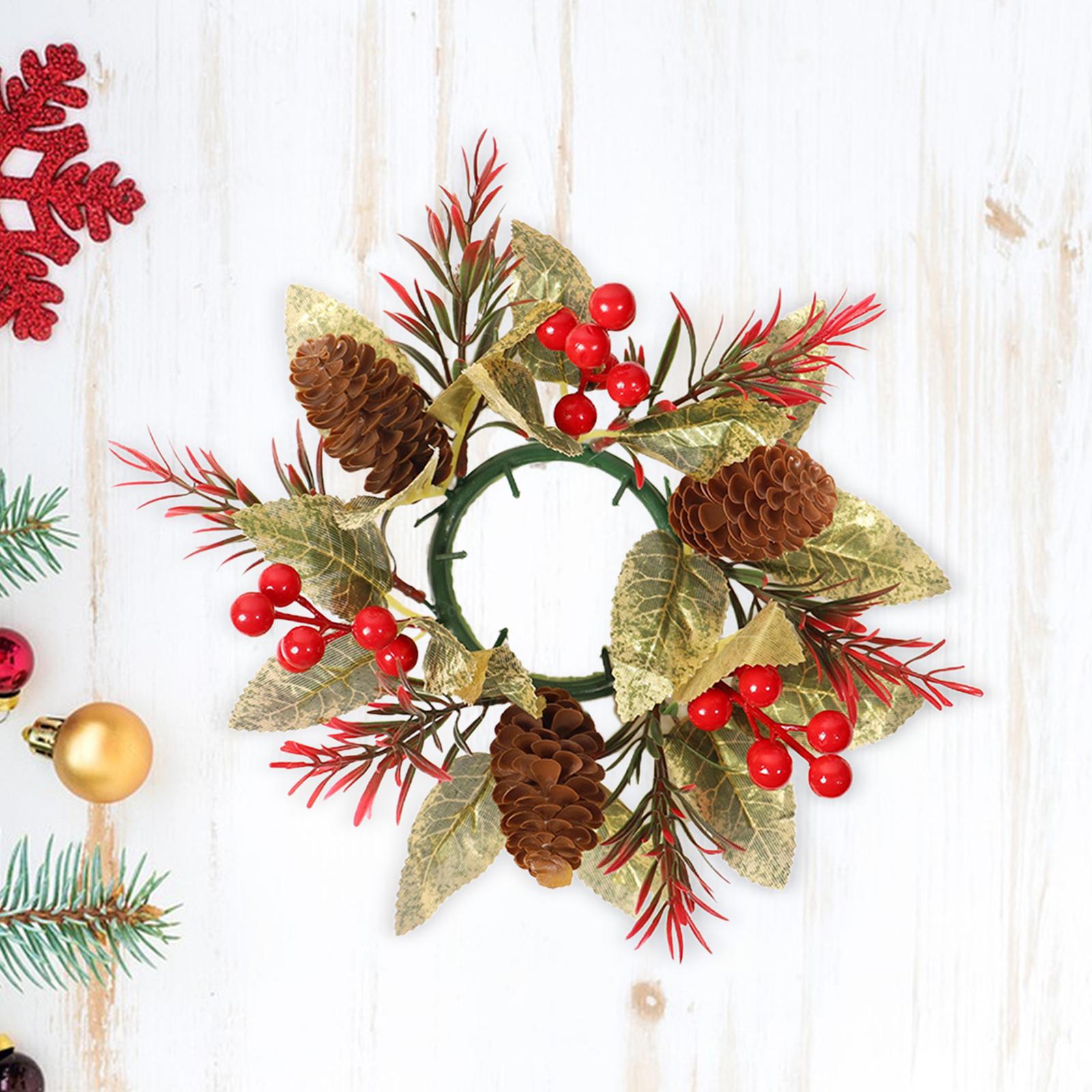 

Pillar Candle Ring Wreath Decor Greenery Farmhouse Wreath Christmas Candle Wreath for Centerpieces Home Wedding Christmas Table різнокольоровий