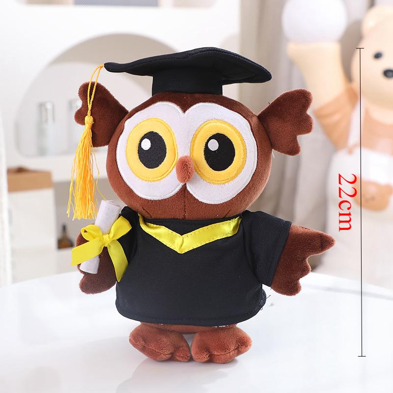 Graduation Capybara Plush Toy Doctor Hat Graduate Owl Doll Cute Stuffed Animal Plushie Kawaii Pendant Soft Cartoon Keychain Gift