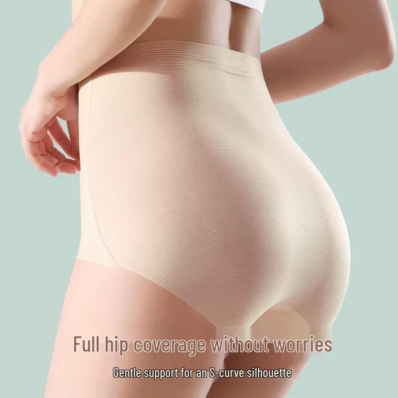 Women's High Waist Seamless Ice Silk Briefs - Ultra-Thin, Breathable, Tummy Control, Hip-Lifting