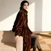 Womens Faux Mink Long Coat With Stand Collar Fur Trim Winter Warm Outerwear Elegant Casual Style