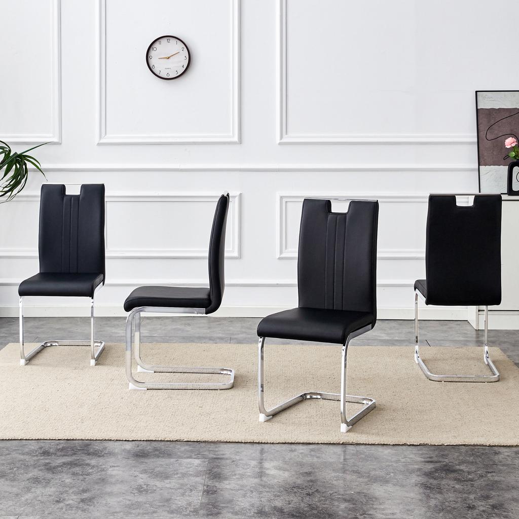 Set of 2 Black PU Material Arc-Shaped Chairs - Perfectly Integrated Into Industrial and Modern Home Design