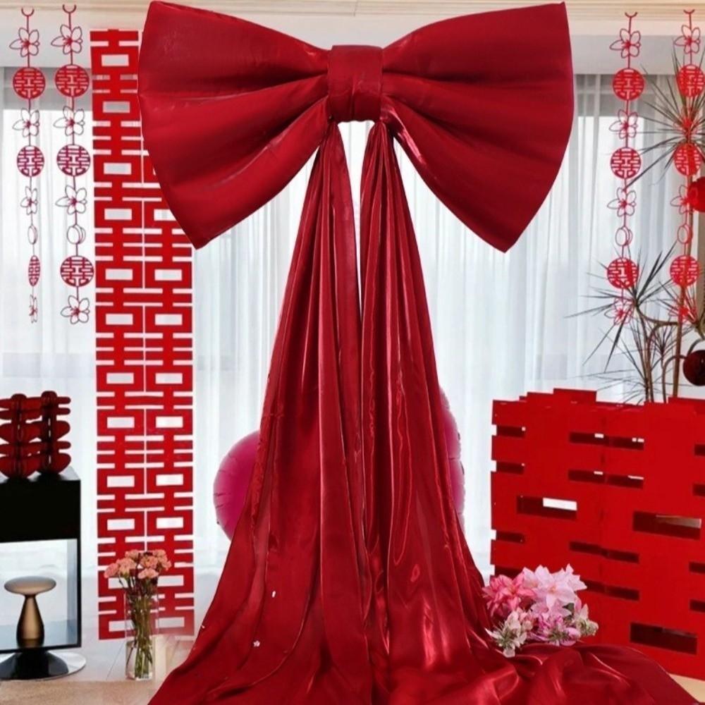 Bow 50x38cm Giant Bow Wall Backdrop Drift strip 3 meters Wine Red B Bow Wall Decor Champagne Color Giant Size Stage Backdrop
