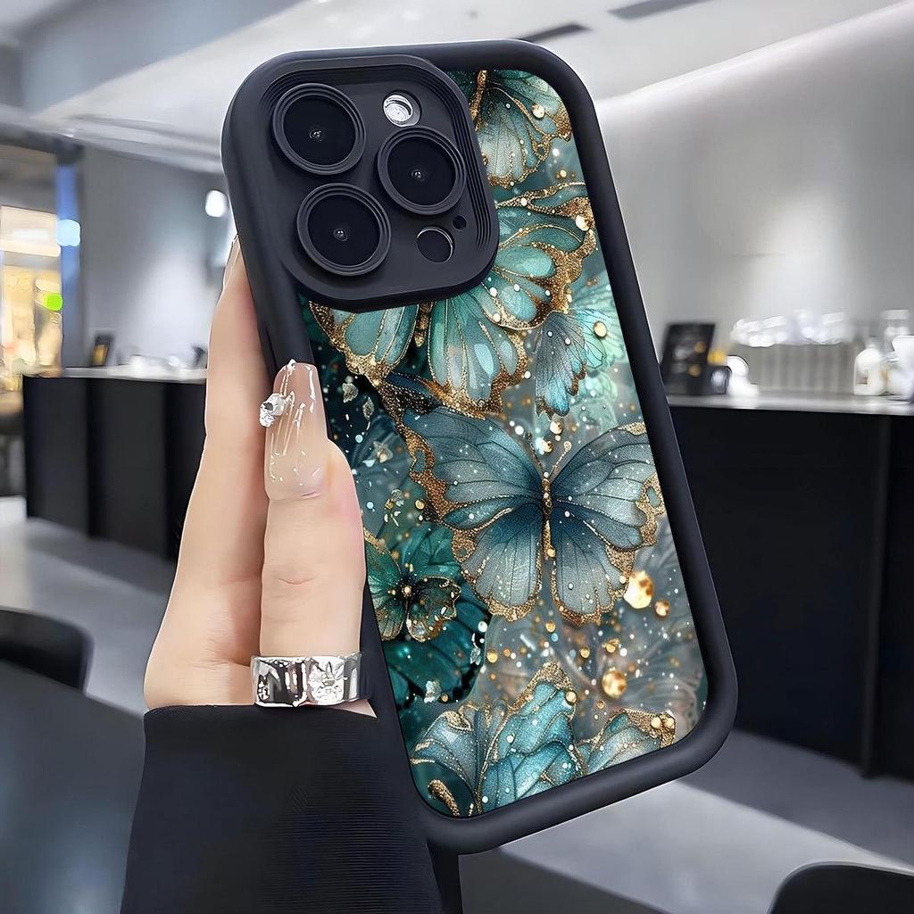 Blue-Green Butterfly Groove iPhone Case for 15/16/17 Pro Max