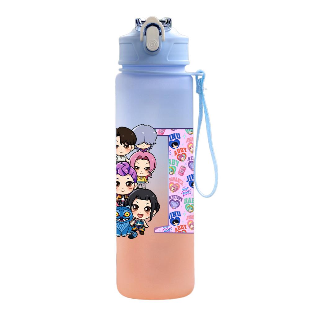 750Ml Water Bottle Anime 26 English Letter K-Pop Demon Hunters Printed Large Capacity Drinking Cup Portable Outdoor Sports Water Cup Children Kid Gift