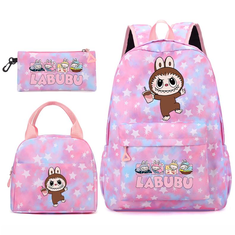 3Pcs/set Backpack for Girl School Teen Student Knapsack Women Rucksack with Lunch Bags Pencil Bag Fish Scale Style Bags
