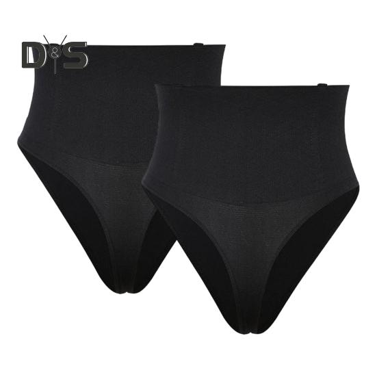 2 Pcs Women Thong High Waist Tummy Control Butt-uncovered One-piece Moulding Good Breathability Elastic Quick-drying Posture Correction Briefs Female