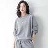 Women's Grey Waffle Textured Hoodie Set - Korean Style, Loose Fit, Spring/Autumn Two-Piece Casual Wear.