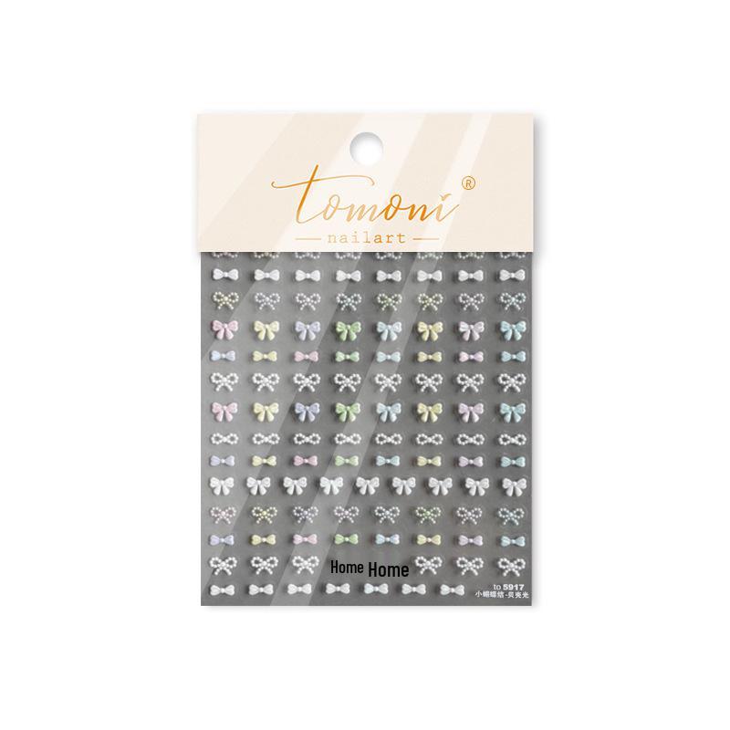 TOMONI Shell Light Nail Stickers - Fresh Korean Style with Small Bow Decorations