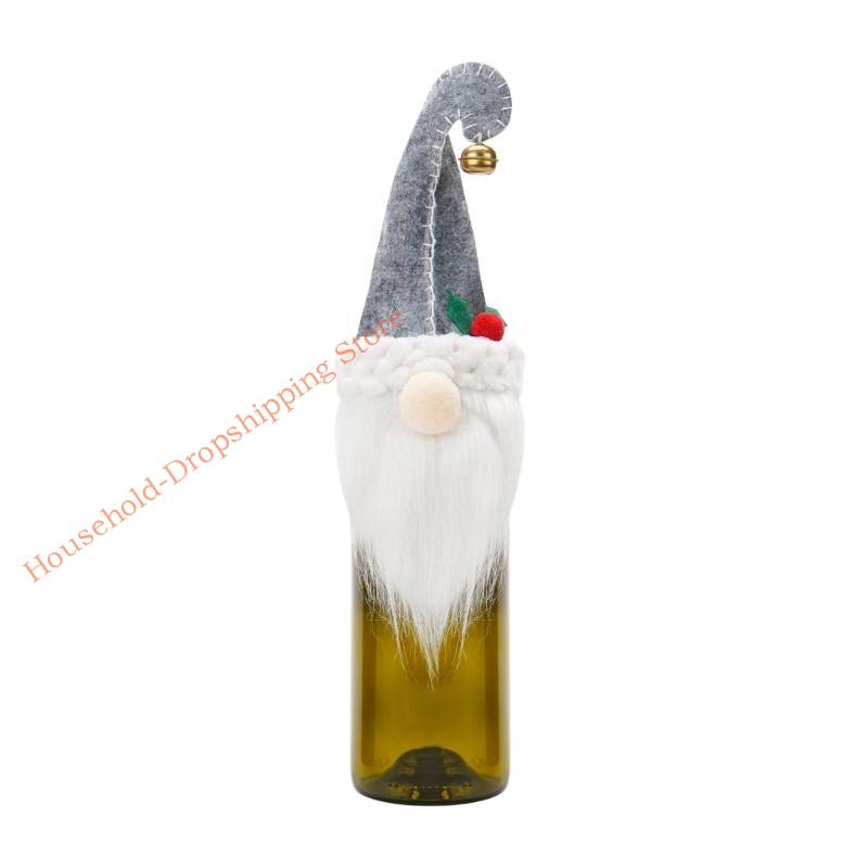 85AD Christmas Gnome Wine Bottle Cover Elf Birthday Party Desktop Decoration