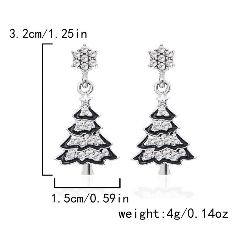 Asymmetrical Rhinestone Santa Claus & Christmas Tree Earrings