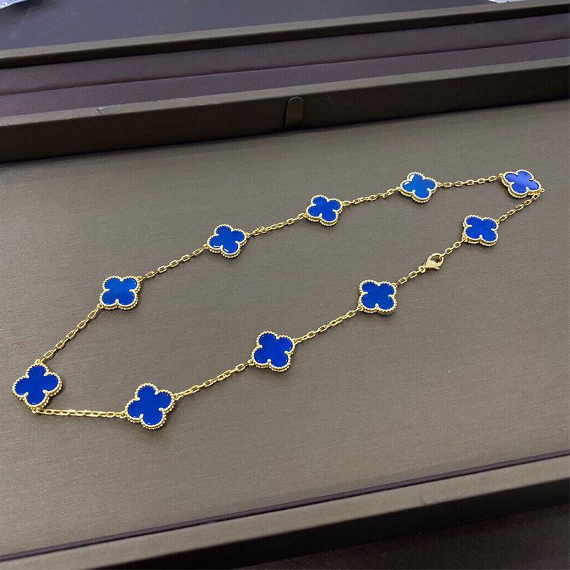 Boutique Four-leaf Clover 10 Flowers Necklace Women 18K Light Luxury Ins Design Sweater Chain Fashion Daily Versatile Necklace